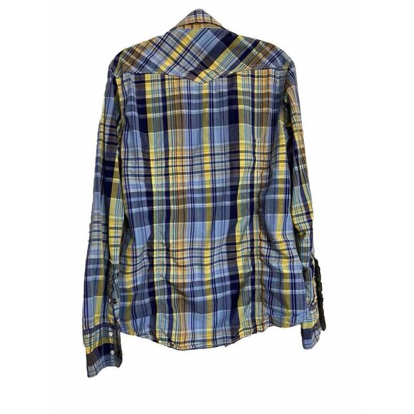 TRUE RELIGION Plaid Embroidered Western SNAP Button Down Long Sleeve S Cowboy - Picture 2 of 13